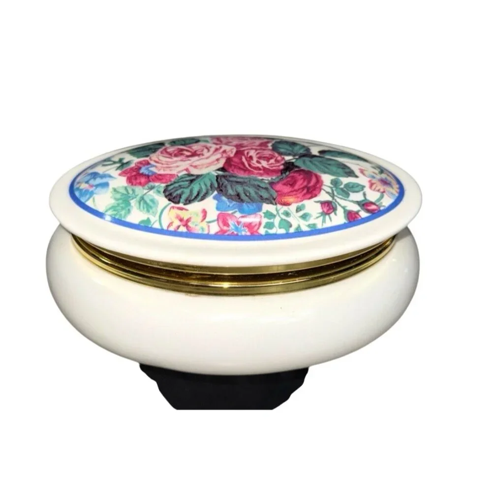 Vintage Limoges Porcelain - Oval Gilded Flower Decorated Lidded Trinket Box